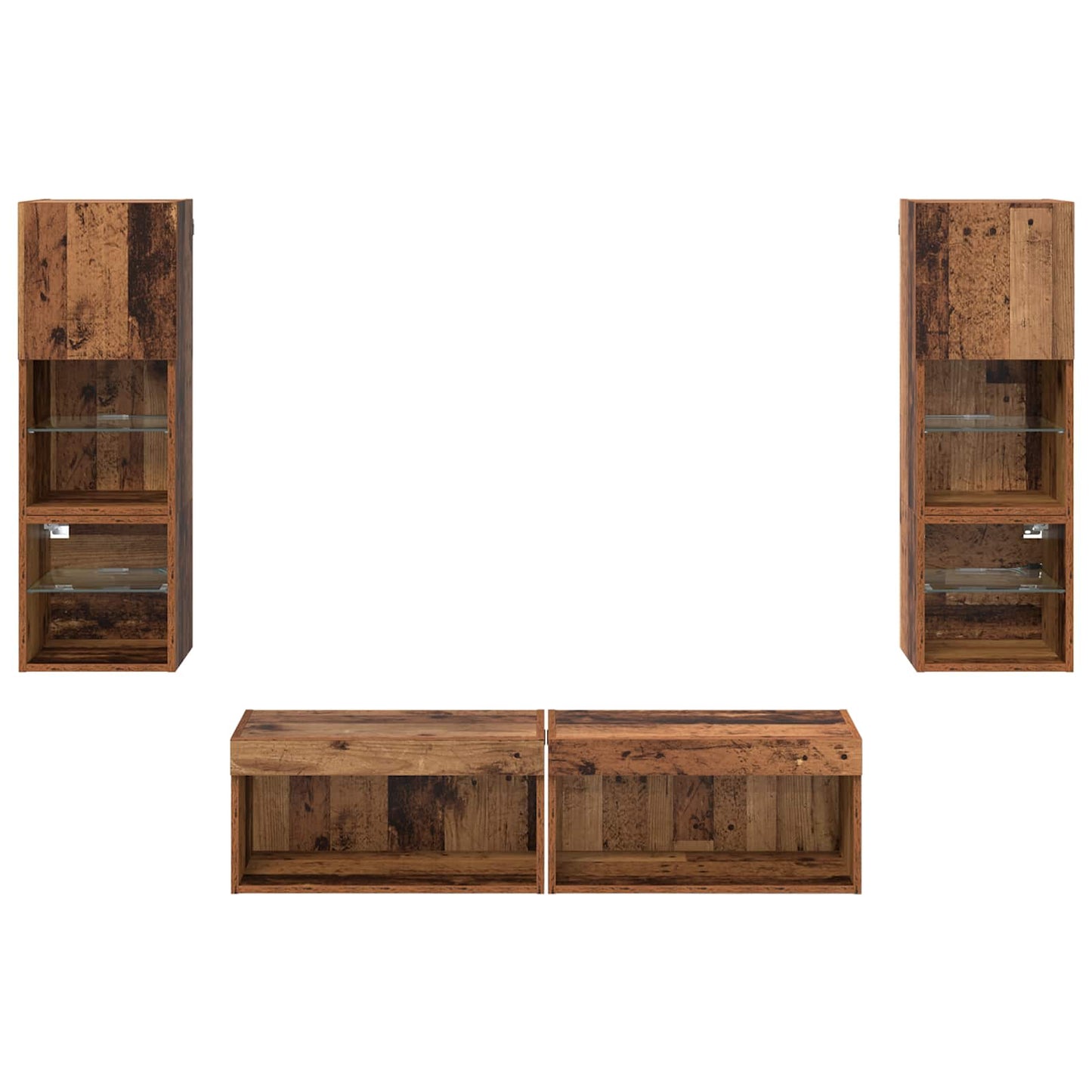 vidaXL TV Wall Unit Wall-mounted 6 pcs Old Wood Engineered Wood