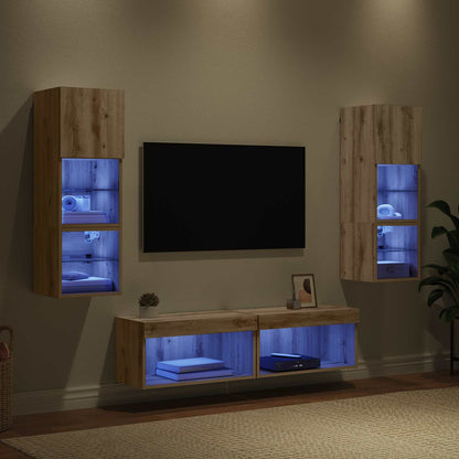 vidaXL TV Wall Unit 6 pcs Artisan Oak Engineered Wood