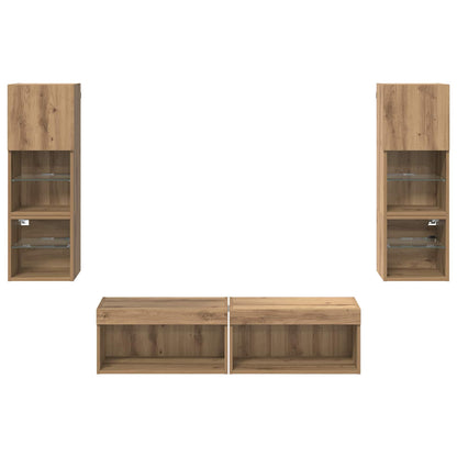vidaXL TV Wall Unit 6 pcs Artisan Oak Engineered Wood