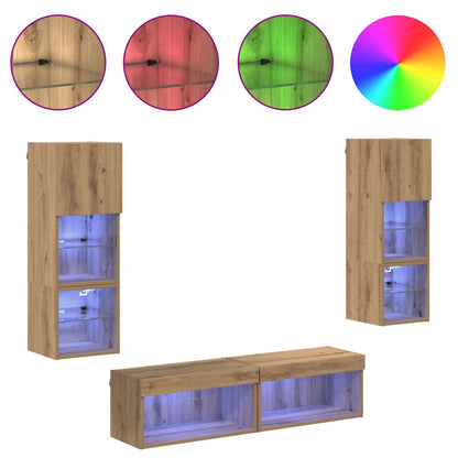vidaXL TV Wall Unit 6 pcs Artisan Oak Engineered Wood