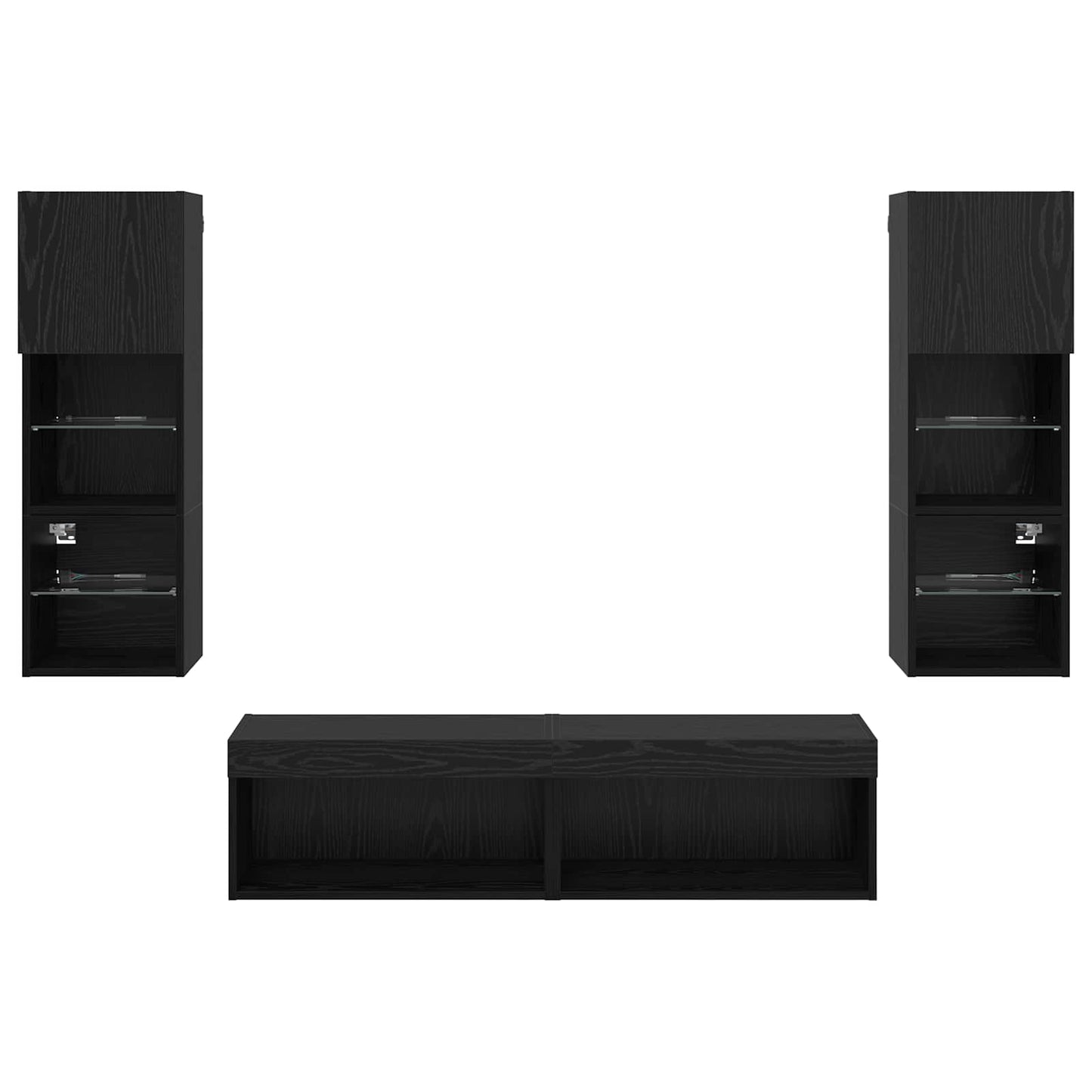 vidaXL TV Wall Unit Wall-mounted 6 pcs Black Oak Engineered Wood