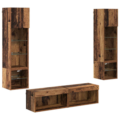 vidaXL TV Wall Unit Wall-mounted 6 pcs Old Wood Engineered Wood