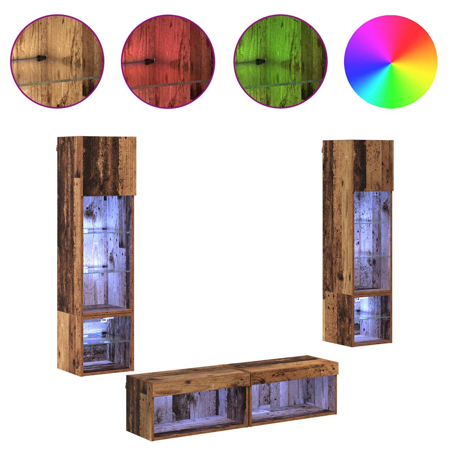 vidaXL TV Wall Unit Wall-mounted 6 pcs Old Wood Engineered Wood