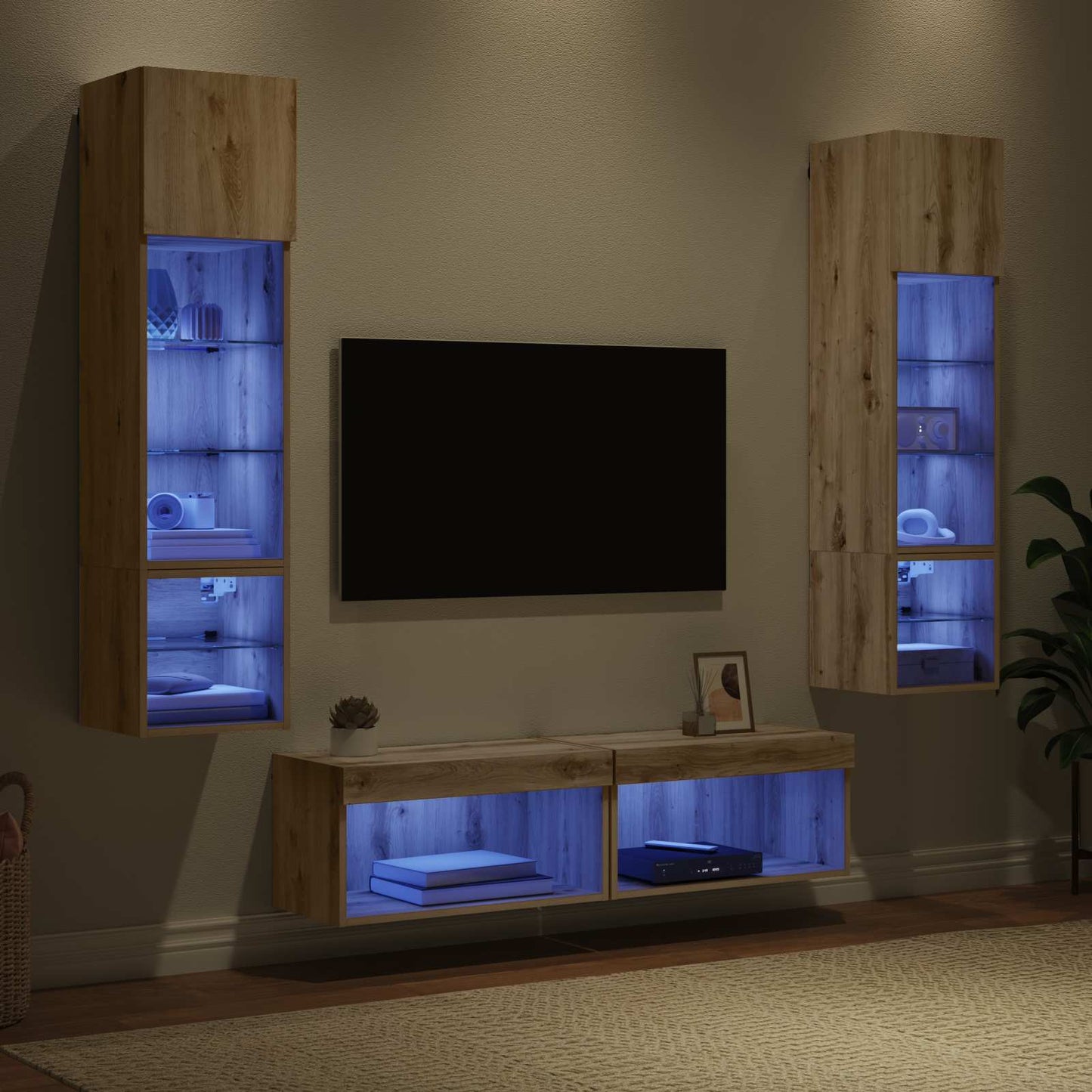 vidaXL TV Wall Unit 6 pcs Artisan Oak Engineered Wood