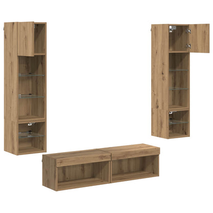vidaXL TV Wall Unit 6 pcs Artisan Oak Engineered Wood