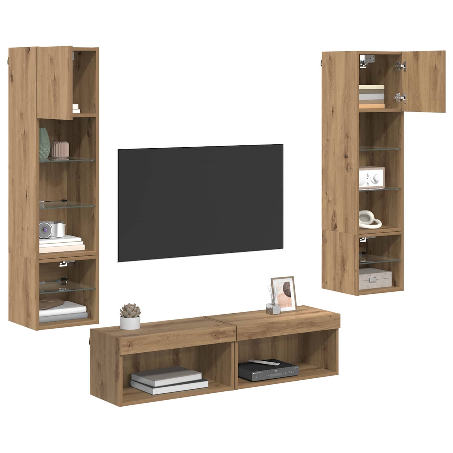 vidaXL TV Wall Unit 6 pcs Artisan Oak Engineered Wood