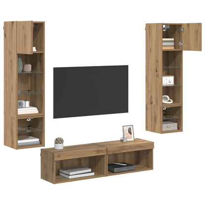 vidaXL TV Wall Unit 6 pcs Artisan Oak Engineered Wood