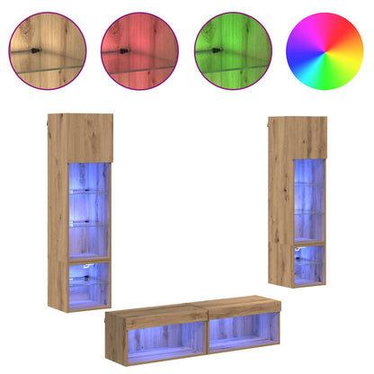 vidaXL TV Wall Unit 6 pcs Artisan Oak Engineered Wood