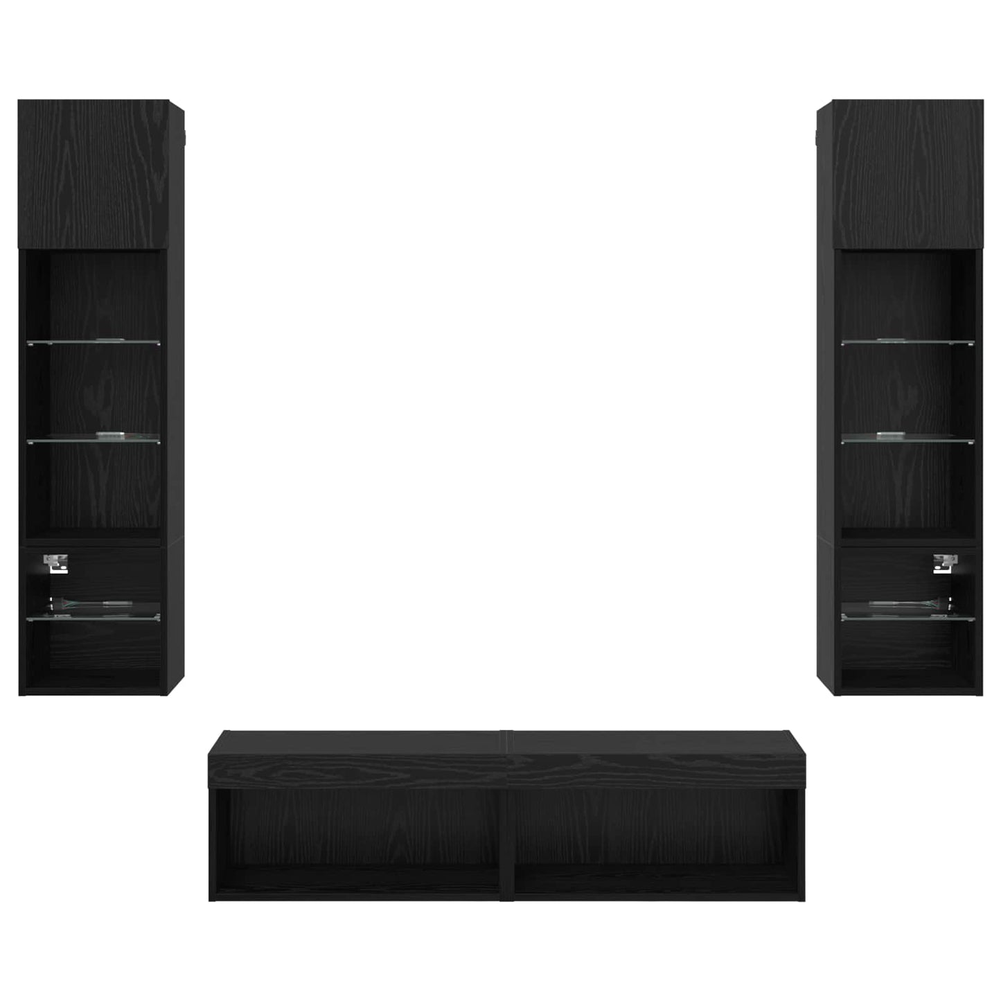 vidaXL TV Wall Unit Wall-mounted 6 pcs Black Oak Engineered Wood