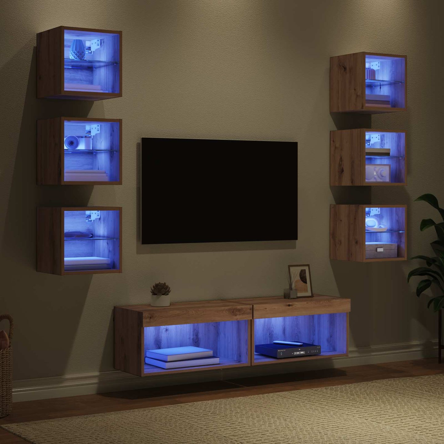 vidaXL TV Cabinet 8 pcs Artisan Oak Glass