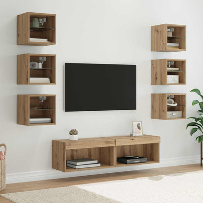 vidaXL TV Cabinet 8 pcs Artisan Oak Glass
