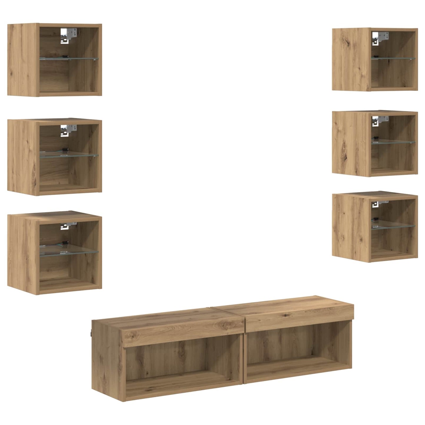 vidaXL TV Cabinet 8 pcs Artisan Oak Glass