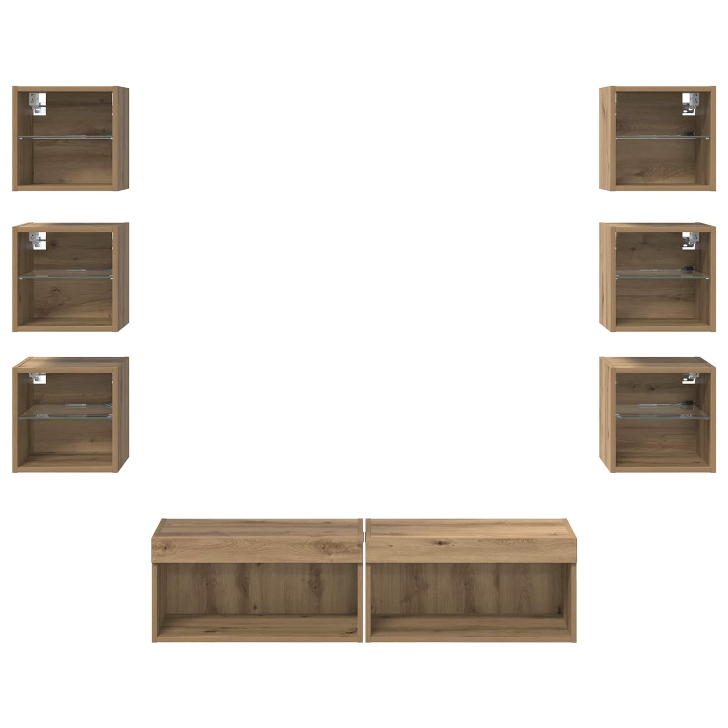 vidaXL TV Cabinet 8 pcs Artisan Oak Glass
