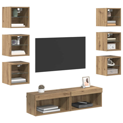 vidaXL TV Cabinet 8 pcs Artisan Oak Glass