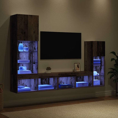 vidaXL TV Wall Units Wall-mounted 4 pcs Old Wood Engineered Wood