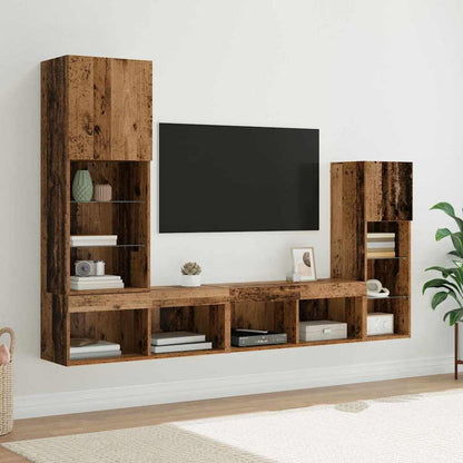 vidaXL TV Wall Units Wall-mounted 4 pcs Old Wood Engineered Wood