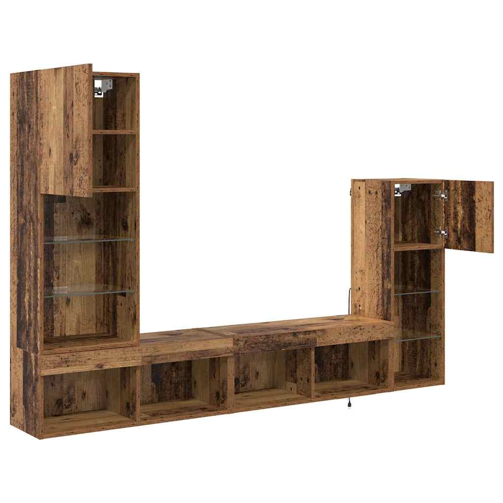 vidaXL TV Wall Units Wall-mounted 4 pcs Old Wood Engineered Wood