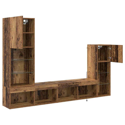 vidaXL TV Wall Units Wall-mounted 4 pcs Old Wood Engineered Wood
