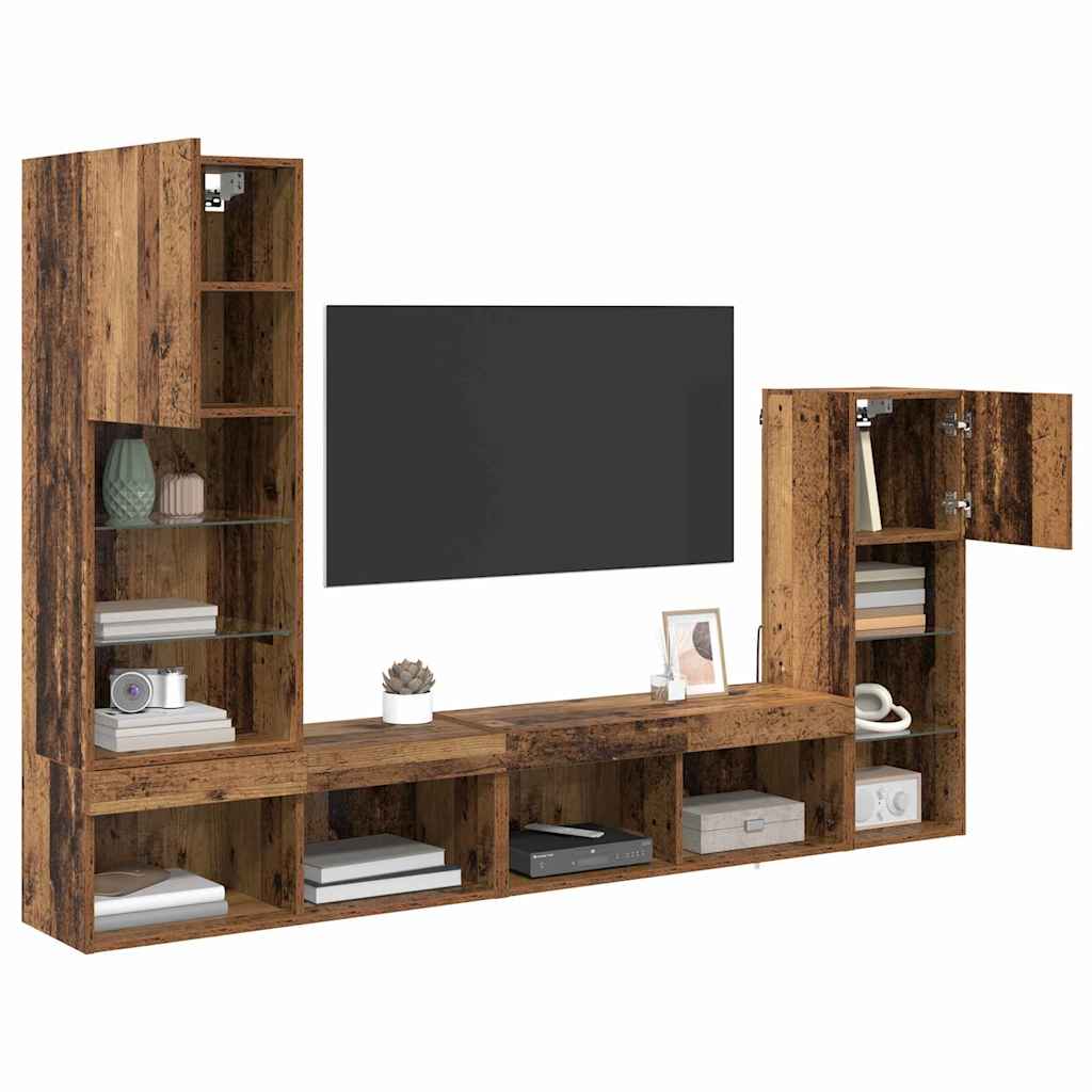 vidaXL TV Wall Units Wall-mounted 4 pcs Old Wood Engineered Wood