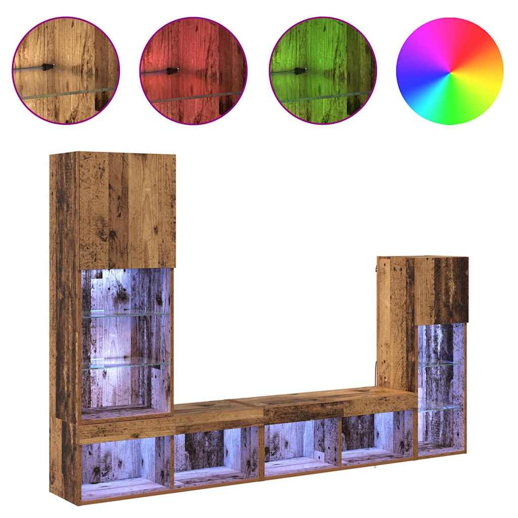 vidaXL TV Wall Units Wall-mounted 4 pcs Old Wood Engineered Wood