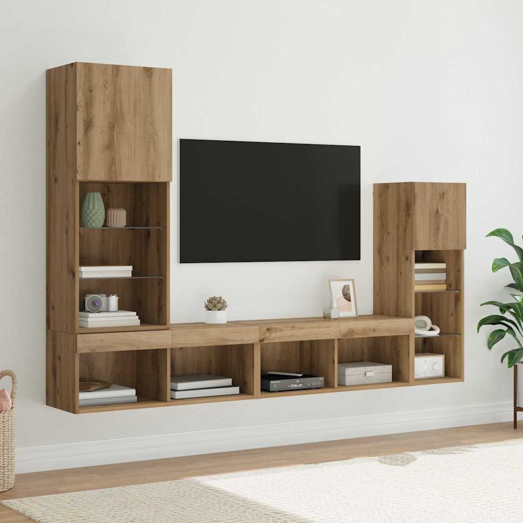 vidaXL TV Wall Units 4 pcs Artisan Oak Engineered Wood