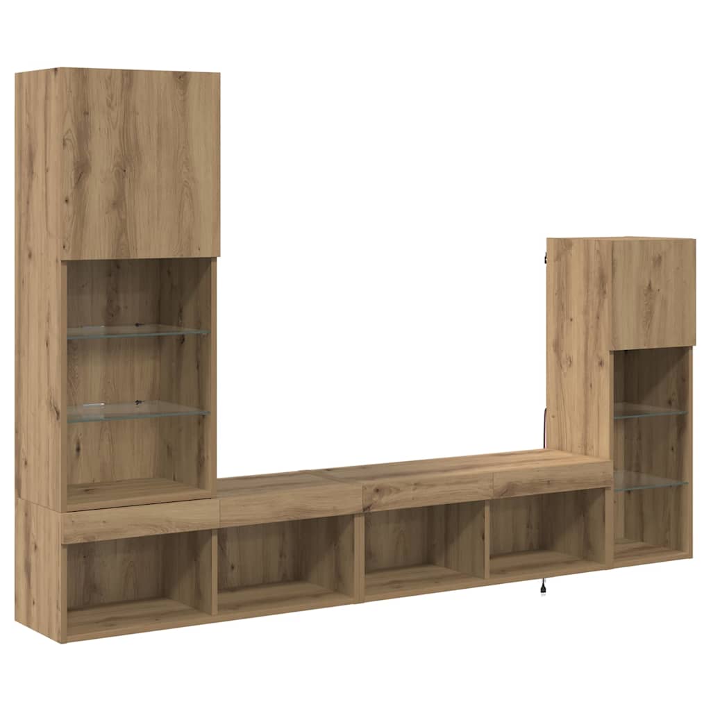vidaXL TV Wall Units 4 pcs Artisan Oak Engineered Wood