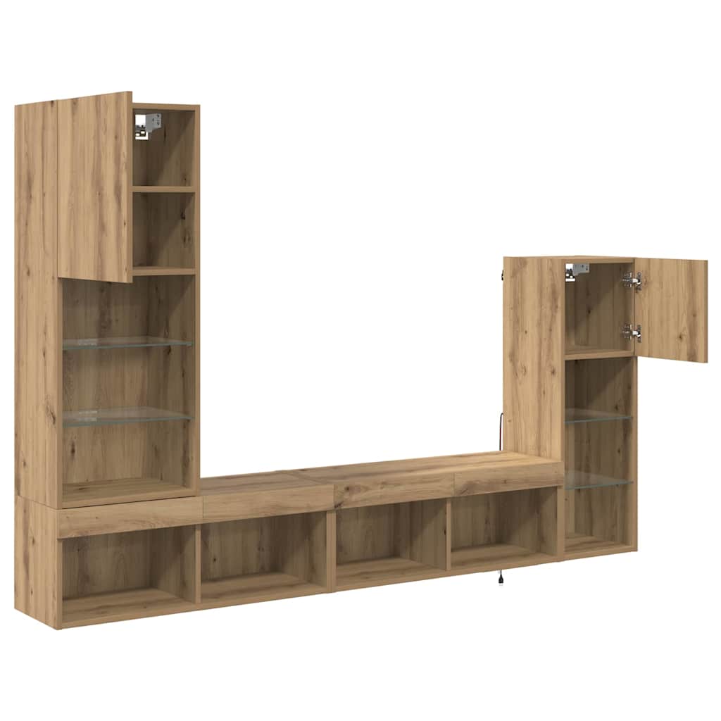 vidaXL TV Wall Units 4 pcs Artisan Oak Engineered Wood