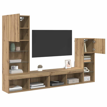 vidaXL TV Wall Units 4 pcs Artisan Oak Engineered Wood