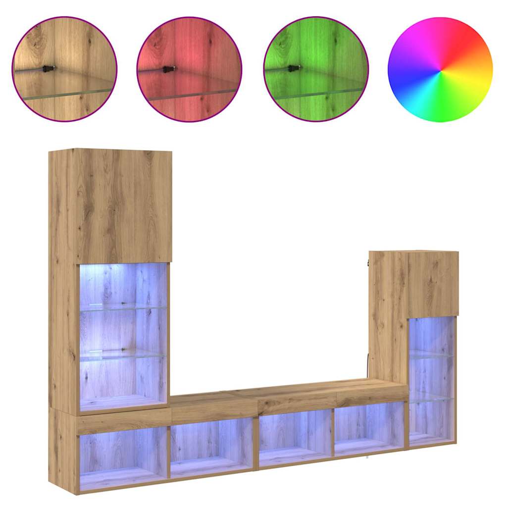vidaXL TV Wall Units 4 pcs Artisan Oak Engineered Wood