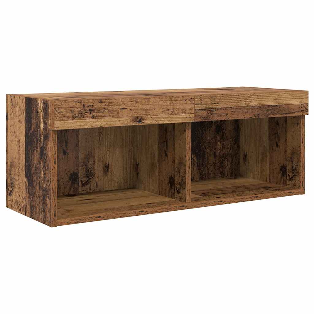 vidaXL TV Wall Units with LED Strip Lights Old Wood Engineered Wood