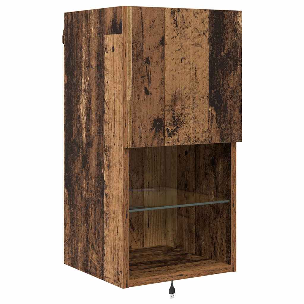 vidaXL TV Wall Units with LED Strip Lights Old Wood Engineered Wood