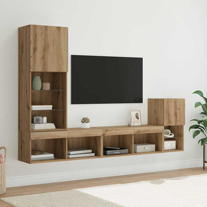 vidaXL TV Wall Units 4 pcs Artisan Oak Engineered Wood
