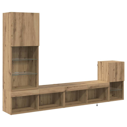 vidaXL TV Wall Units 4 pcs Artisan Oak Engineered Wood