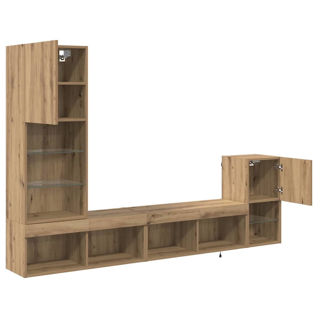 vidaXL TV Wall Units 4 pcs Artisan Oak Engineered Wood