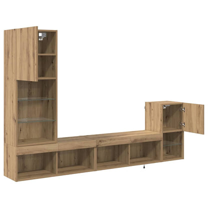 vidaXL TV Wall Units 4 pcs Artisan Oak Engineered Wood