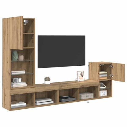vidaXL TV Wall Units 4 pcs Artisan Oak Engineered Wood