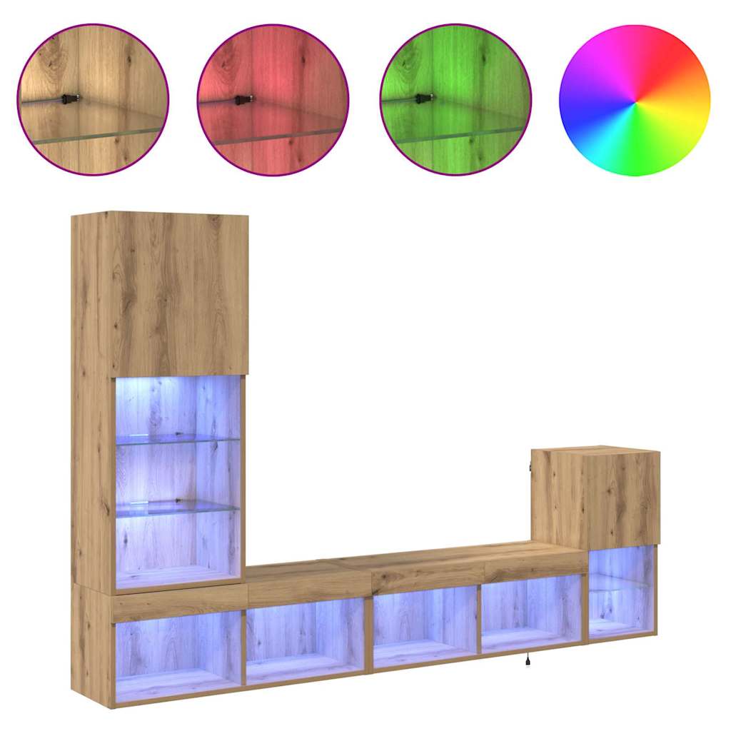 vidaXL TV Wall Units 4 pcs Artisan Oak Engineered Wood