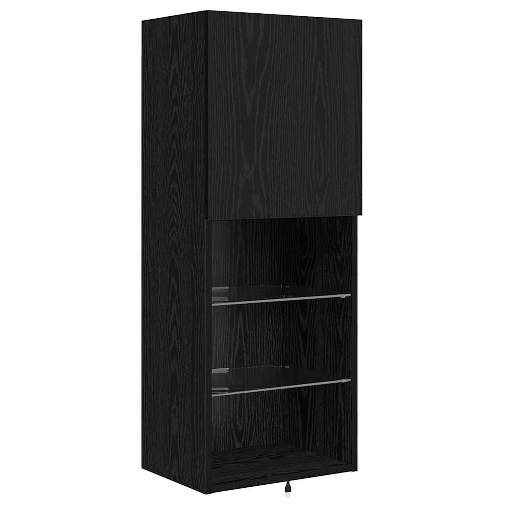 vidaXL TV Wall Units with LED Strip Lights Black Oak Engineered Wood