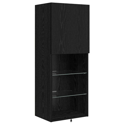 vidaXL TV Wall Units with LED Strip Lights Black Oak Engineered Wood