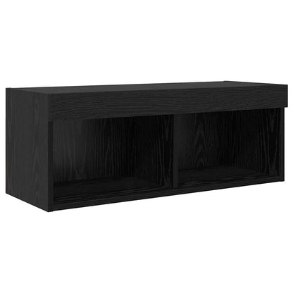 vidaXL TV Wall Units with LED Strip Lights Black Oak Engineered Wood