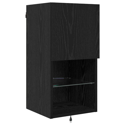 vidaXL TV Wall Units with LED Strip Lights Black Oak Engineered Wood