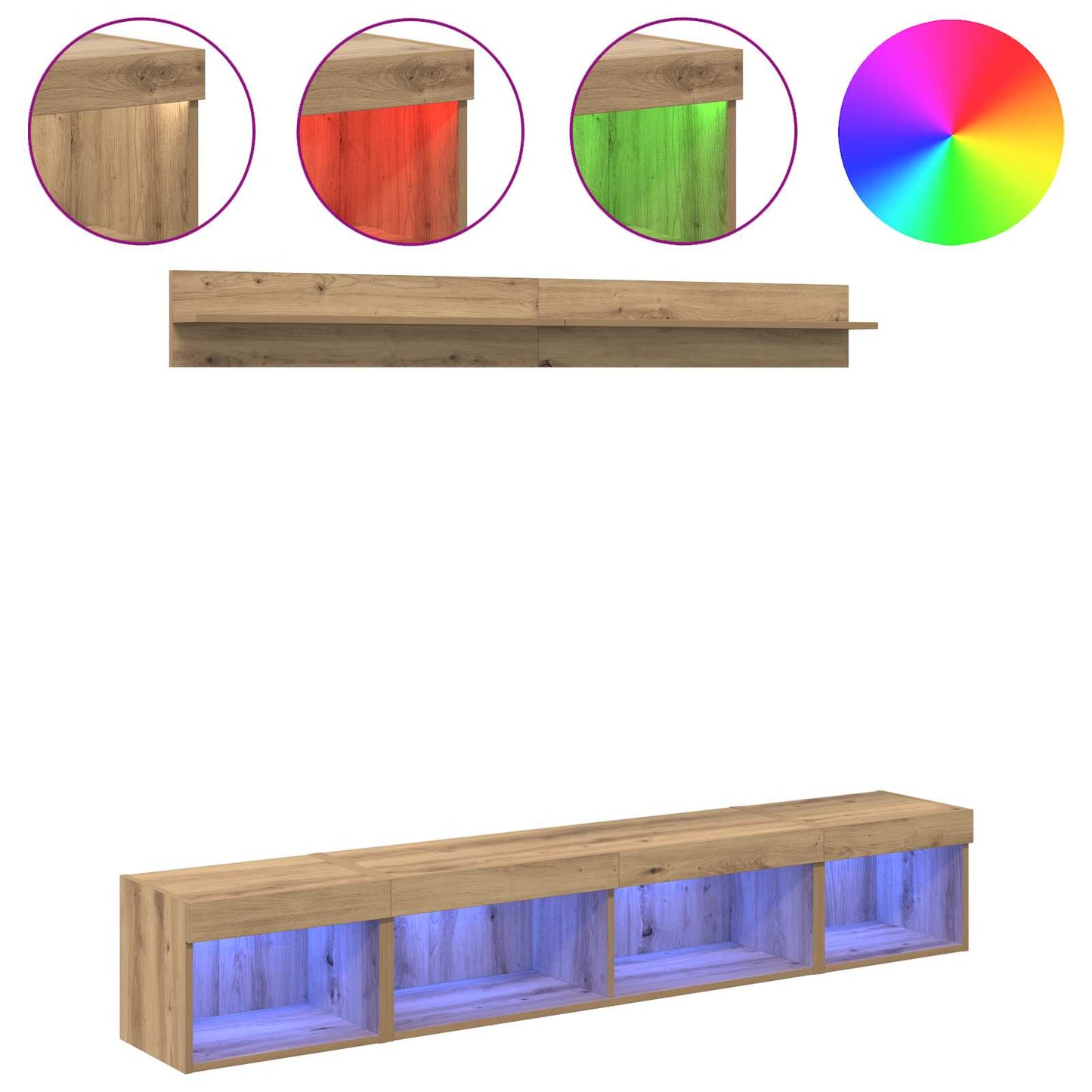 vidaXL TV Wall Cabinet Set 5 pcs Artisan Oak Engineered Wood