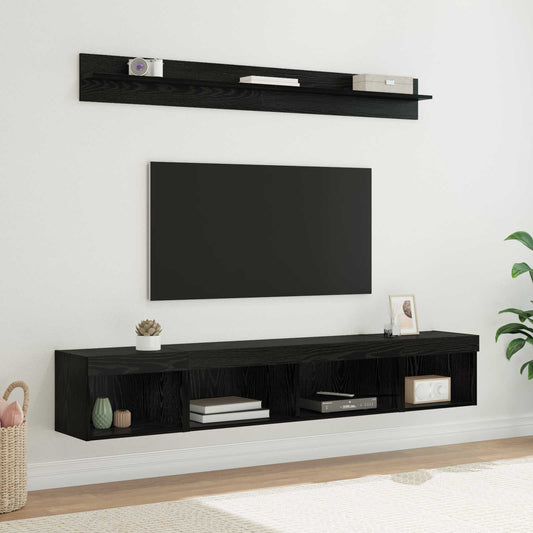 vidaXL TV Wall Cabinet Set 5 pcs Black Oak Engineered Wood