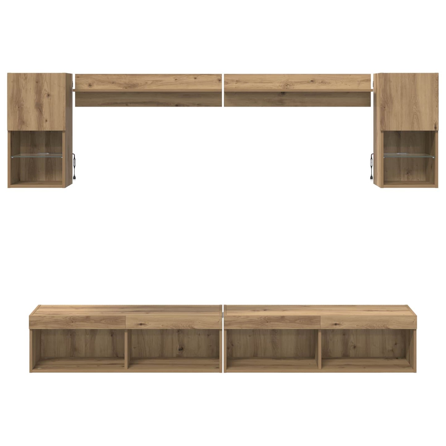 vidaXL TV Wall Units with LED 6 pcs Artisan Oak Engineered Wood