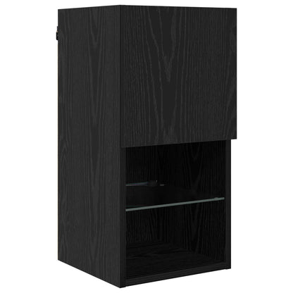 vidaXL TV Wall Units with LED with LED 6 pcs Black Oak Engineered Wood