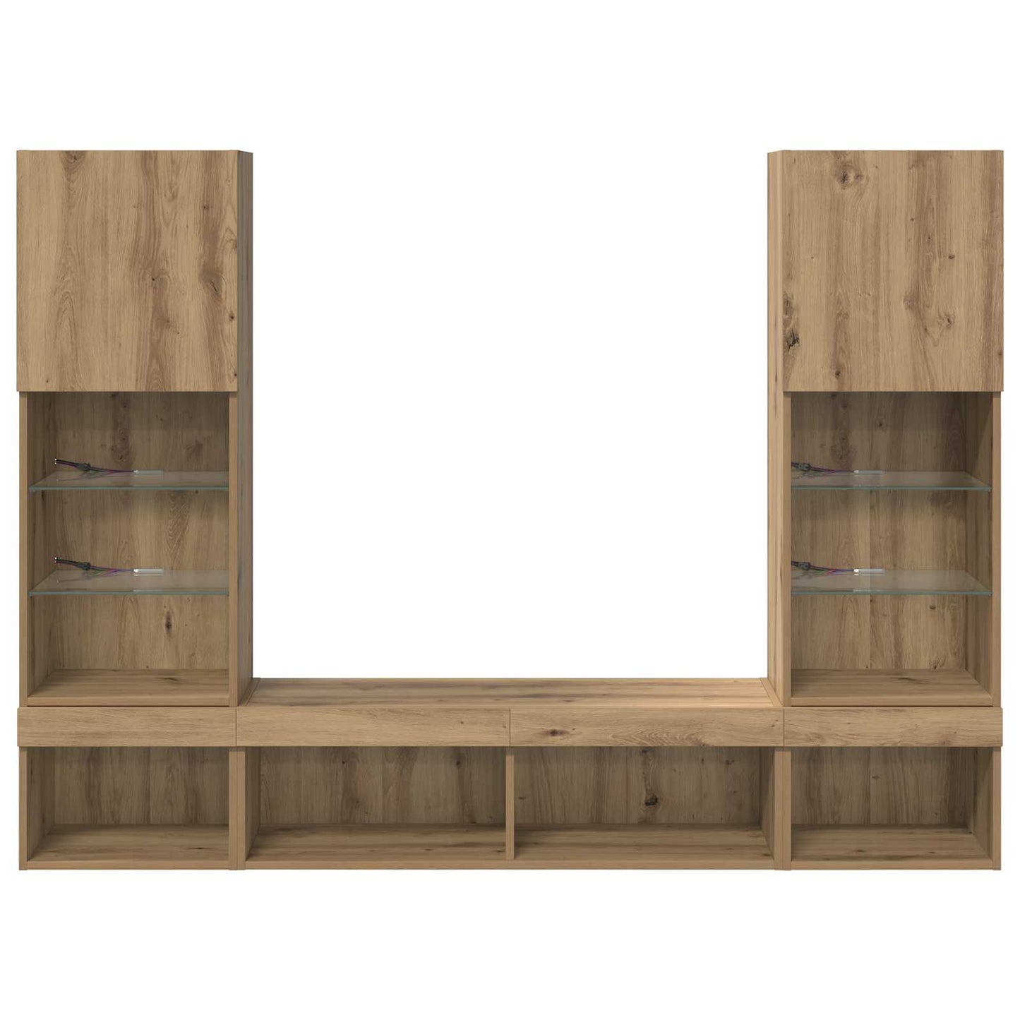 vidaXL TV Wall Units with LED 5 pcs Artisan Oak Engineered Wood