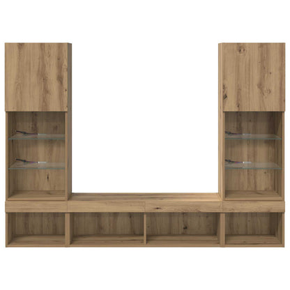vidaXL TV Wall Units with LED 5 pcs Artisan Oak Engineered Wood