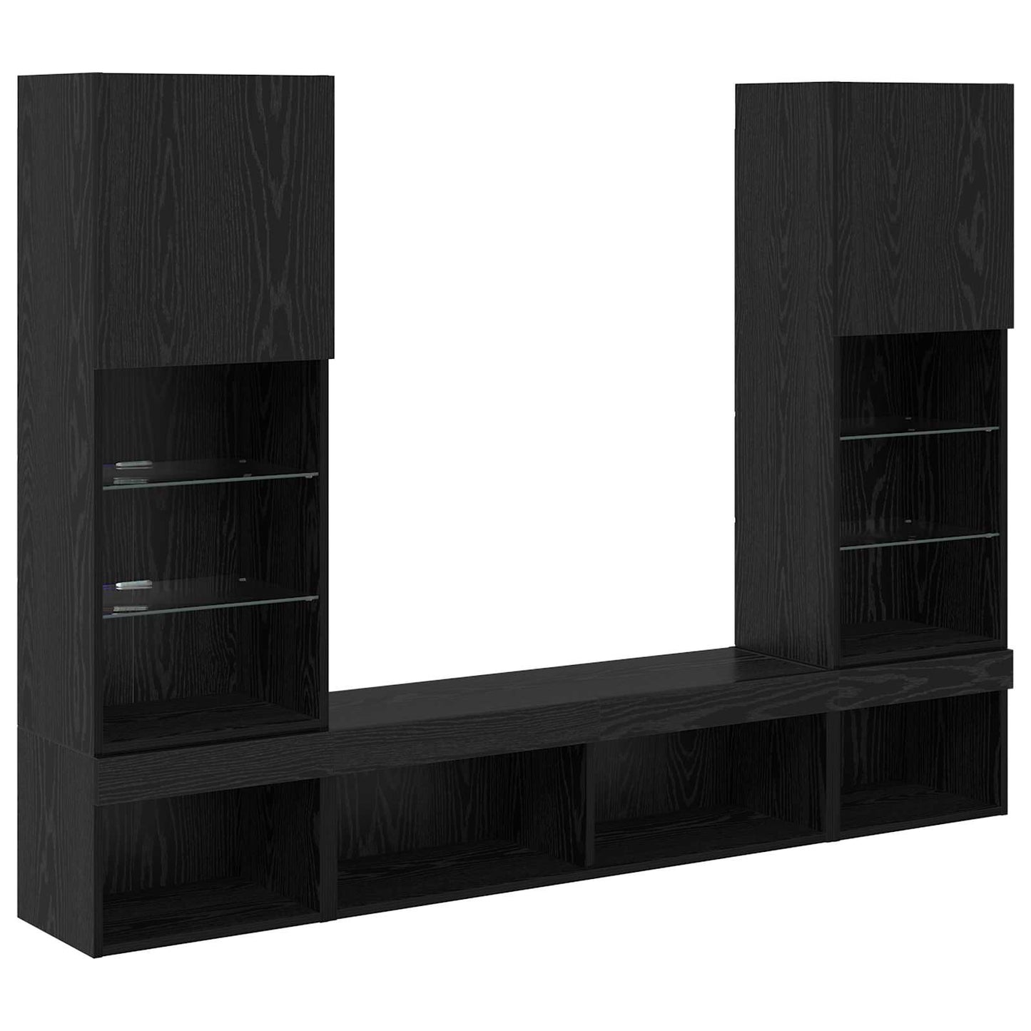 vidaXL TV Wall Units with LED 5 pcs 40.5 x 30 x 102 cm Black Oak