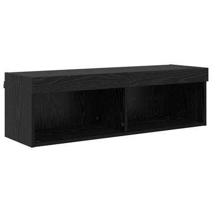 vidaXL TV Wall Units with LED 5 pcs 40.5 x 30 x 102 cm Black Oak