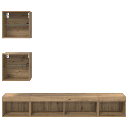 vidaXL TV Wall Units with LED 5 pcs Artisan Oak Engineered Wood